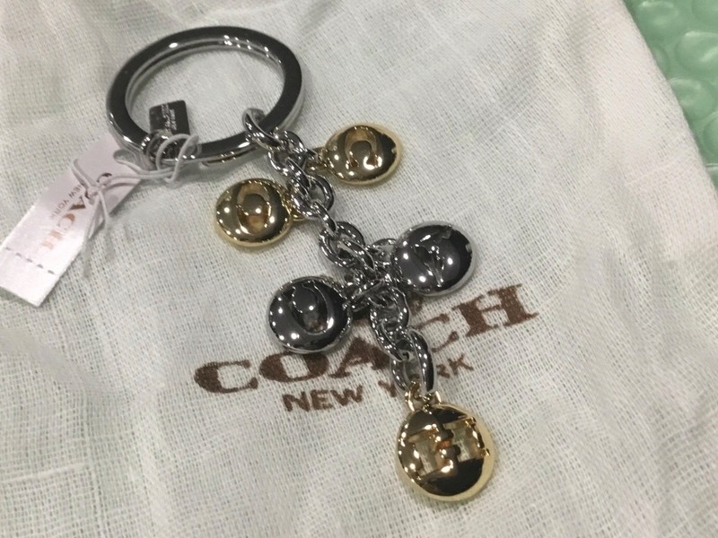 NWT Coach Gold & Silver Letters Key Chain Fob Charm F65430
