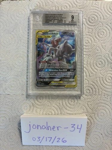 Mewtwo And Mew GX TagTeam Black Star Promo  SM191 Beckett BGS 9