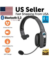 Trucker Bluetooth 5.2 Wireless Headset With Noise Cancelling Mic For Phones PC
