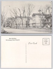 Winnebago State Hospital Insane Asylum Main Building WI 40s-50s Vintage Postcard