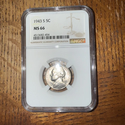 1943-S Jefferson Silver War Nickel NGC Graded MS-66