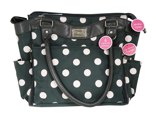 Carters Large Polka Dot Baby Diaper Tote Bag wStroller Loops & exterior Pockets