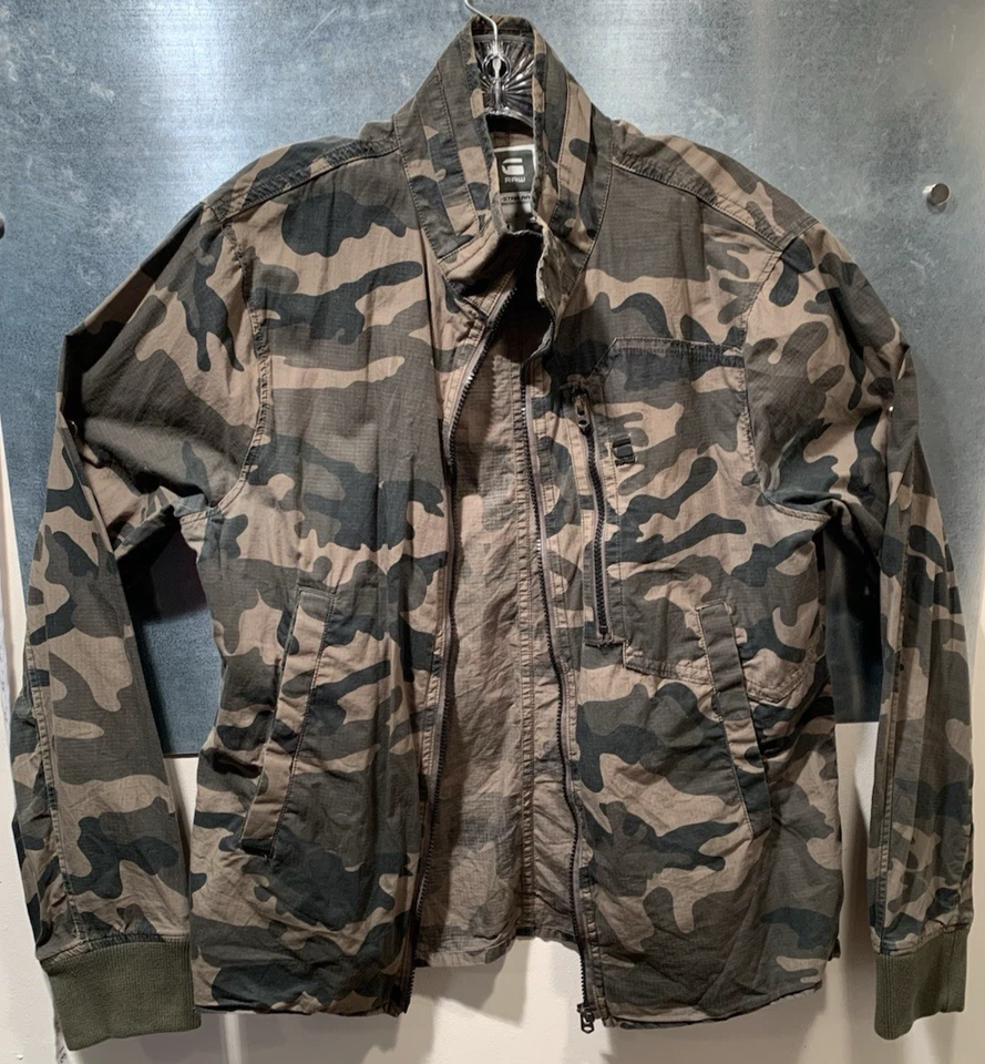 G‑Star Raw Recroft Overshirt Jacket L Rip Stop Cotton Camo Full‑Zip Long Sleeve - Image 4 of 4