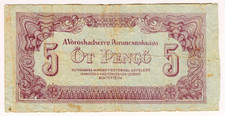 1944 Hungary 5 Pengo Paper Money Banknotes Currency