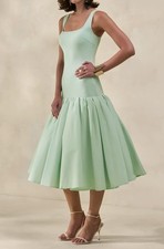 Club L London Mint Square-Neck Midi Dress With Voluminous Skirt Size 8
