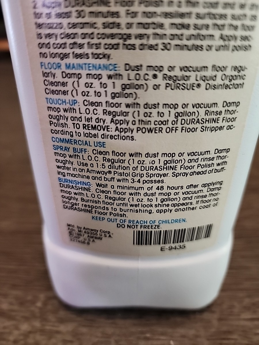 Amway Durashine Floor Polish Brilliant Shine 33.8fl Oz 1987