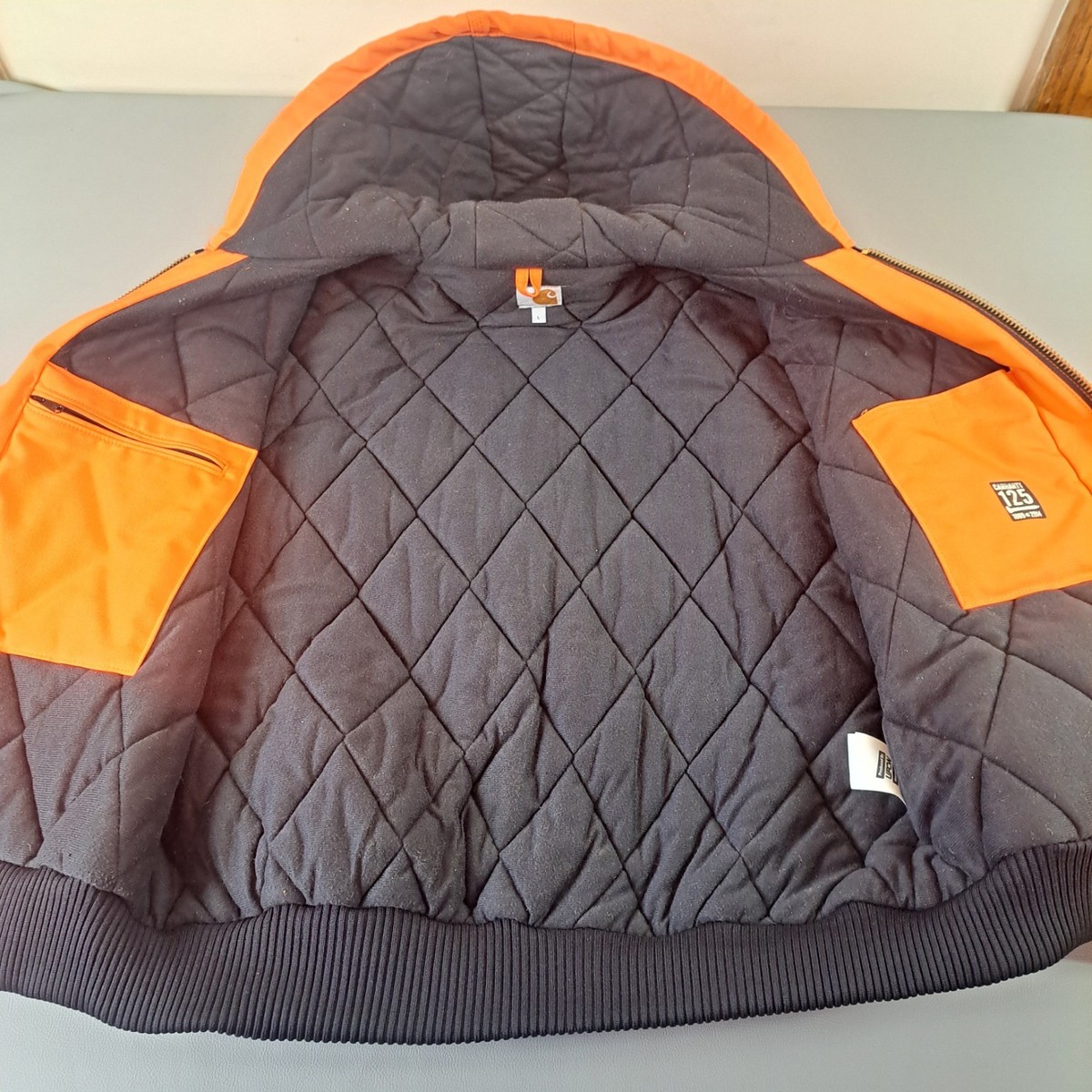 Carhartt Jacket Large Blaze Orange J140-BLZ Hooded Quilt