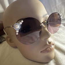 AUTHENTIC MIU MIU Sunglasses SMu52t Round Mu52tS Gold Pearl Crystal Core Rimless