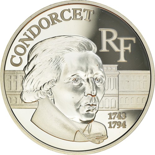 [#182925] Munten, Frankrijk, Condorcet, 100 Francs, 1998, Paris, Proof, FDC, Zil - Afbeelding 1 van 2