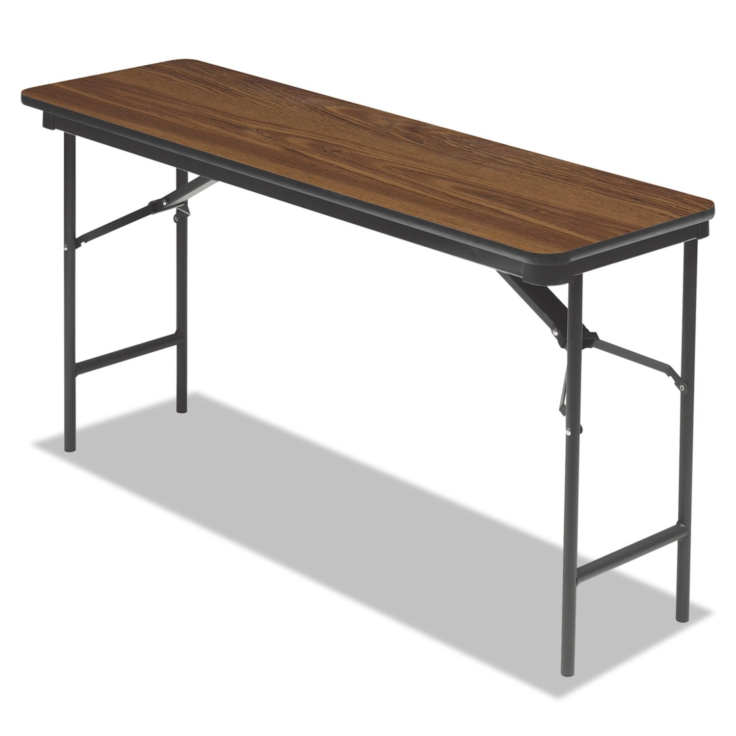 OfficeWorks Commercial Wood Folding Table with Brown Steel Legs, 18