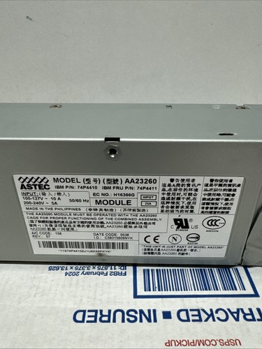 ASTEC Model AA23260 Power Supply IBM P/N 74P4410 120/240VAC Input - Afbeelding 2 van 5