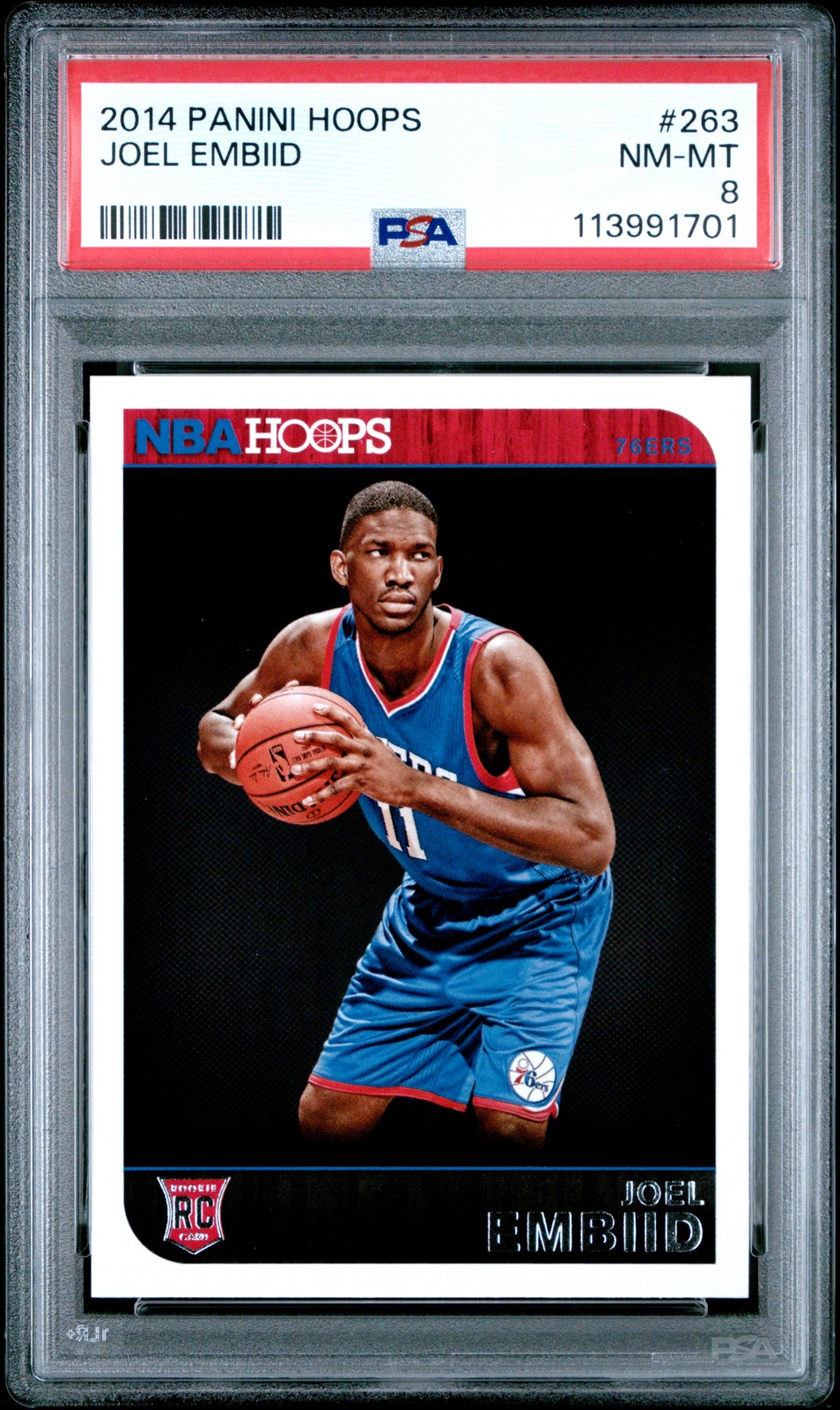 2014 PANINI HOOPS #263 JOEL EMBIID ROOKIE RC PSA 8