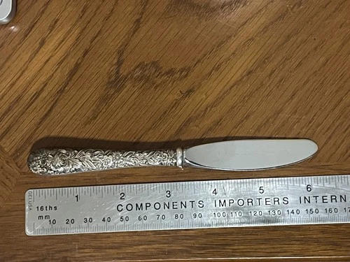 Vintage S KIRK & SON Sterling Silver REPOUSSE Hollow Handle BUTTER KNIFE Paddle