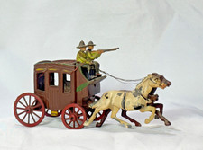 Vtg Johillco Hollowcast Horse Drawn Stagecoach Driver  Armed Cowboy Toy England