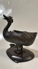 Antique Chinese bronze duck-shaped goose incense burner, Ming dynasty