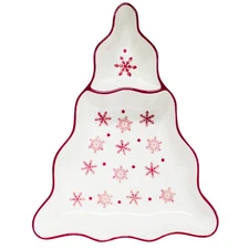 Euro Ceramica Winterfest Chip and Dip Tree Platter