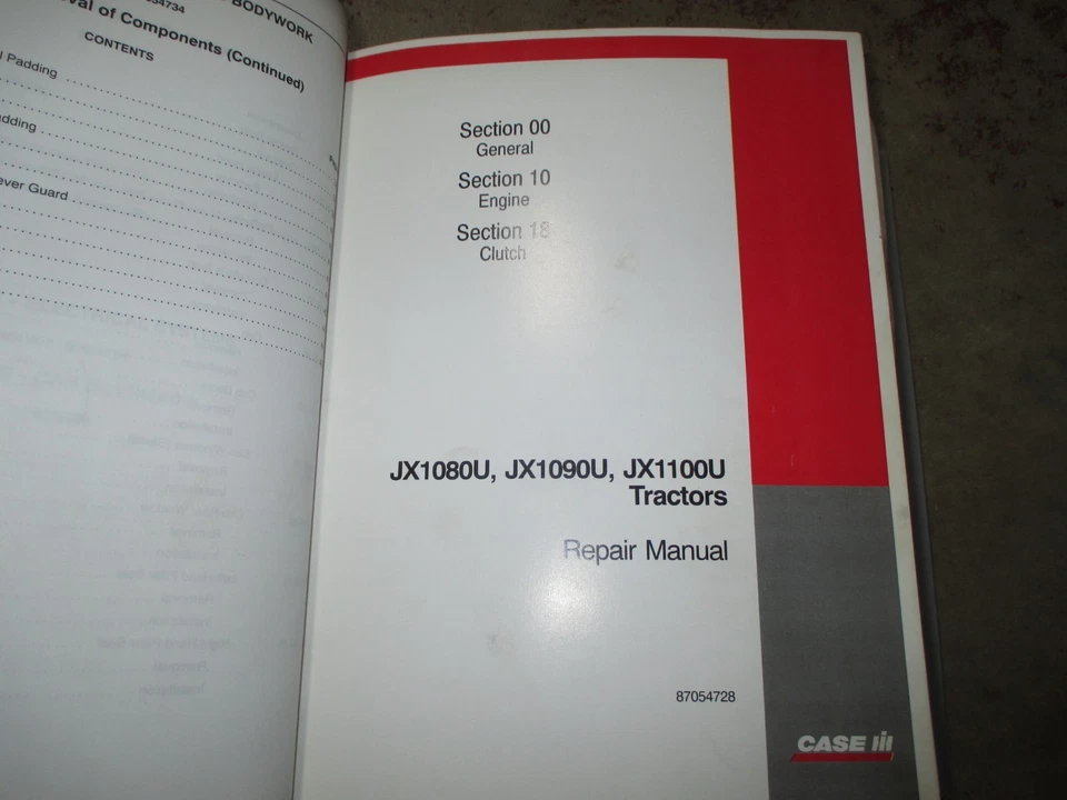Case IH JX1080U JX1090U JX1100U Tractor Servicio Taller Manual de Reparación ¡ORIGINAL! CIH Foto 3 de 4