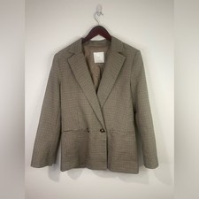 Mango MNG Checkered Blazer in Black and Cream