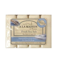 A La Maison French Milled Shea Butter Argan Oil Soap Set 4 Bars Fresh Sea Salt