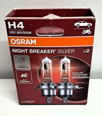 OSRAM NIGHT BREAKER  SILVER H4 HALOGEN SCHEINWERFERLAMPE 12V Duobox 2x H4