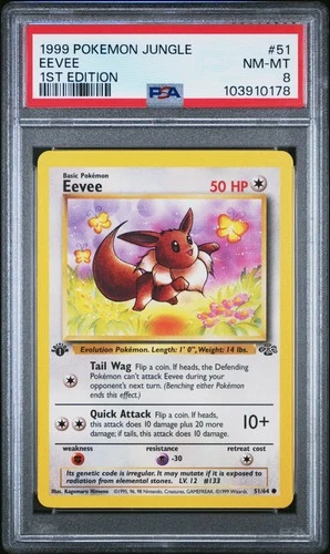 1999 POKEMON JUNGLE 1ST ED #51 EEVEE PSA 8