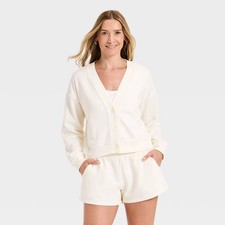 Women's Fleece Cardigan - Universal Thread Cream XS