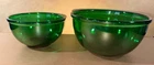 ANCHOR HOCKING FOREST GREEN SET OF TWO SMALL  MIXING BOWLS 6" IN & 4 3/4" IN.