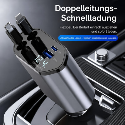 4in1 120W Auto Ladegerät USB-C Schnellladekabel Zigarettenanzünder