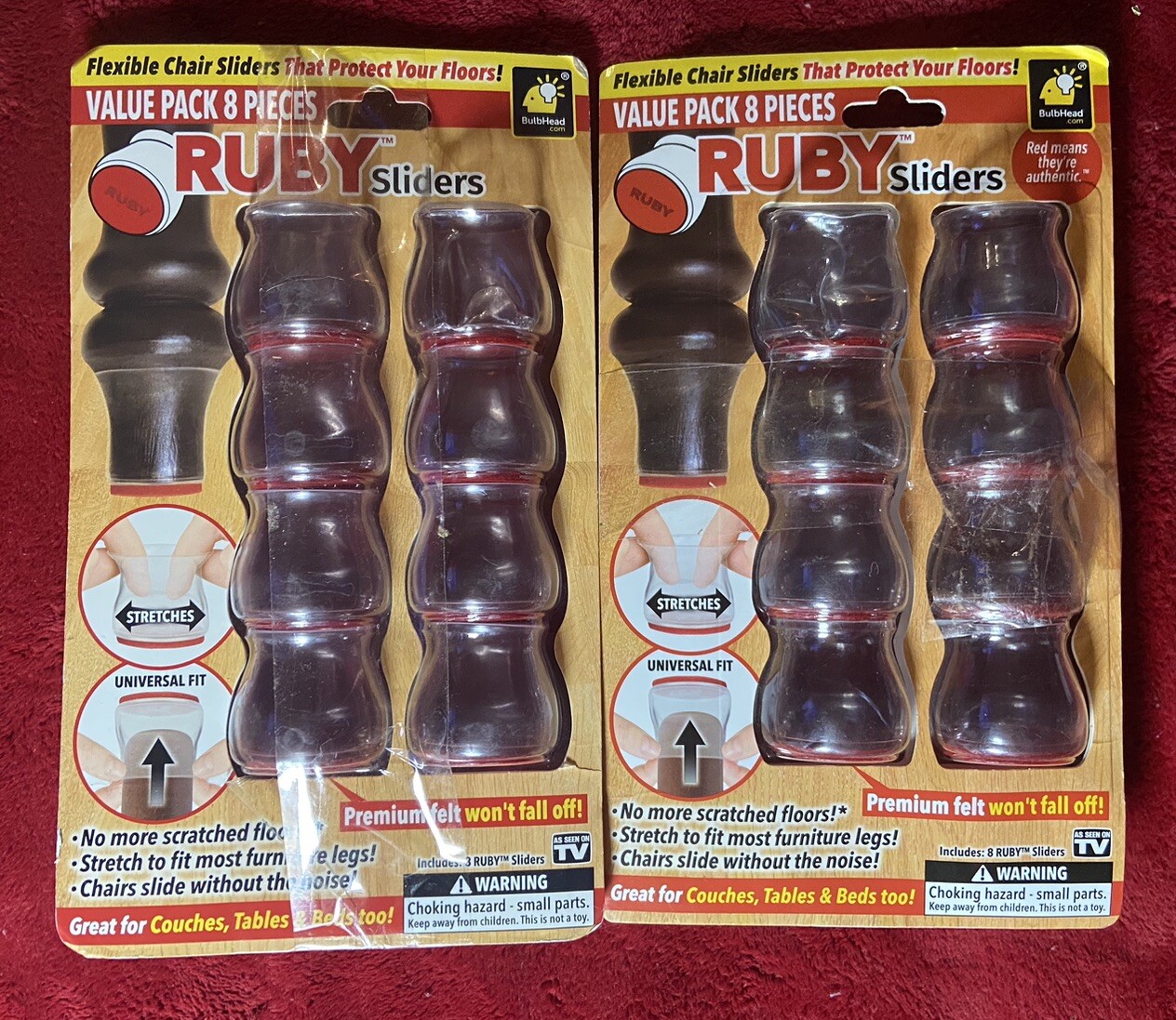 2 PACK Bulbhead Ruby Sliders (Seen On TV) 8 Chair Leg Covers eBay