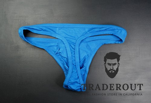 H.E.Arts Hero logo custom print Men blue Slick Modal thong underwear size M L - Picture 7 of 10