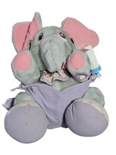Tonka Zoo Babies Vtg 1989 plush gray Elephant with Bottle, Diaper  Bib k