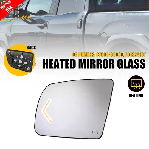 Side View Mirror Glass Heated Turn Signal w/ Backing Plate LH for Toyota Sequoia
