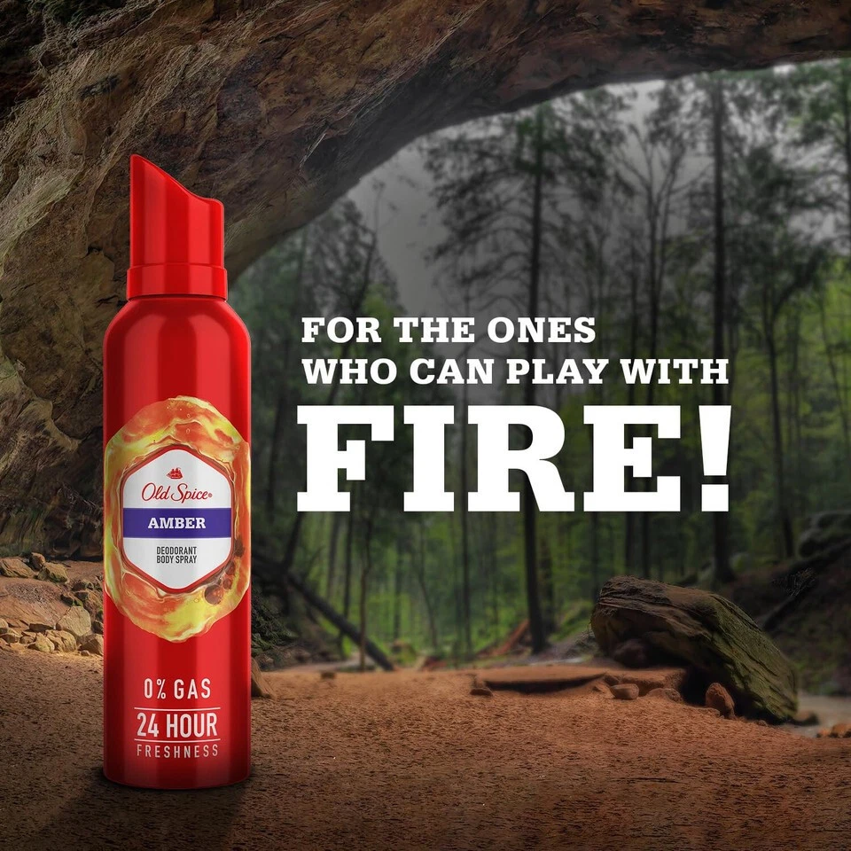 Old Spice Amber Deodorant Spray 24 Stunden langanhaltendes Körperparfüm 140 ml 3er Set - Bild 4 von 4