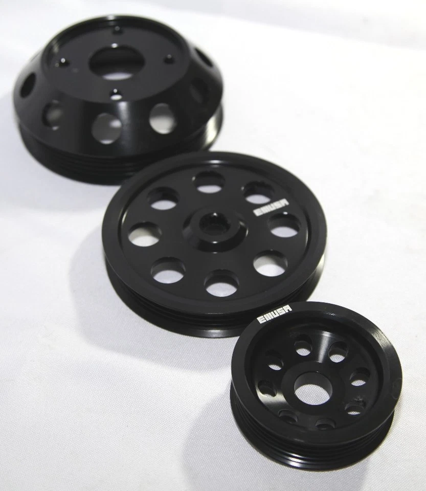 Kit de polea de manivela EMUSA aluminio rendimiento negro para Nissan 240SX S14 S15 SR20 Foto 2 de 4