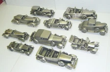 10 Danbury Mint 1/43 Scale Classic Early American Pewter Cars.