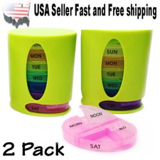 7 Day Weekly Pill Organizer Case Portable Color Coded Container Medicine Holder