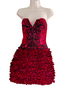 open lace back dress Strapless Ball Gown by Jovani 37266 2 / Red