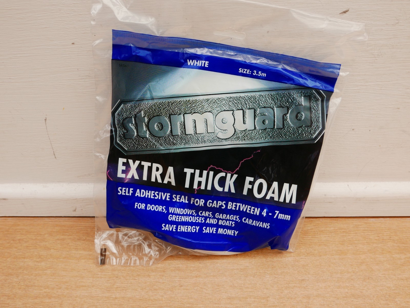 STORMGUARD 3.5M EXTRA THICK SELF ADHESIVE FOAM DRAUGHT SEAL WHITE