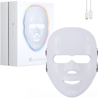 Aimeryup 7-Color LED Face Mask Light Therapy, Home Skin Care Rejuvenation Mask