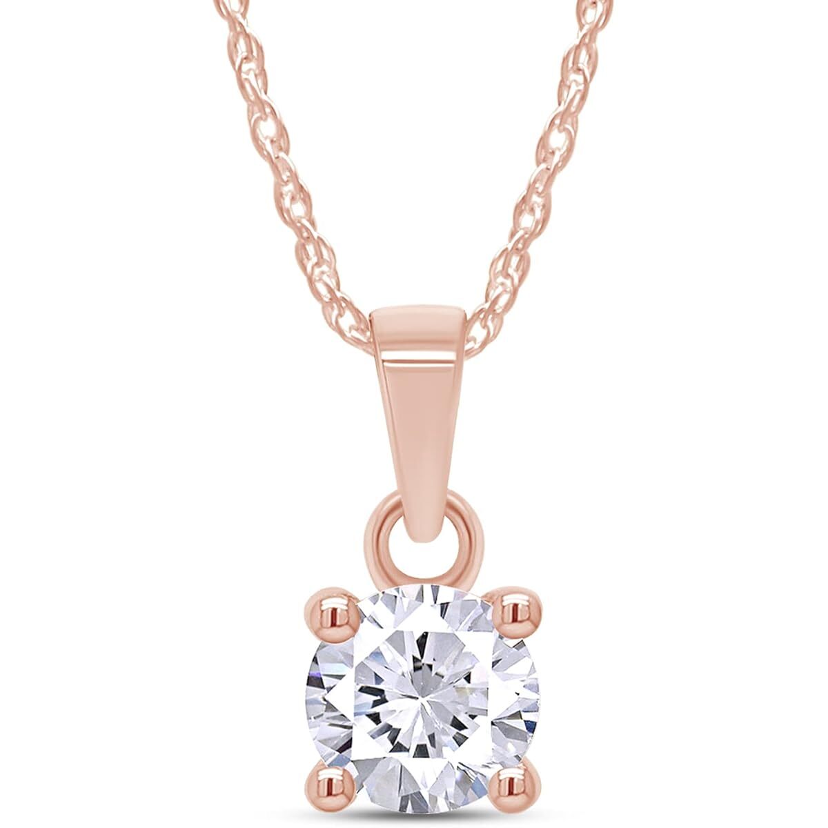 1/4 to 1 Ct Solitaire Pendant 18" Necklace For Women Lab Grown Diamond 14K Gold