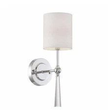 Cordelia Lighting, 1-Light Chrome Wall Sconce | Fabric Empire Shade