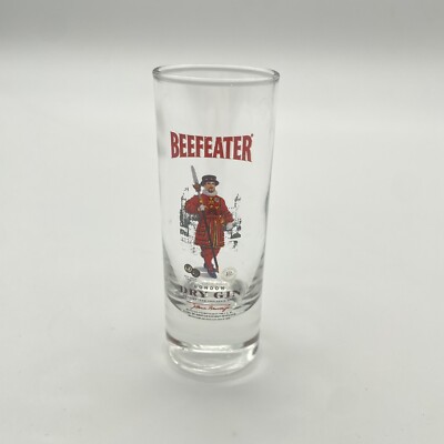Beefeater, London, Dry Gin 4in. shot glass, COMBINED SHIP $1 PER MULTIPLE