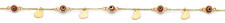 NEW 14K YELLOW GOLD RED EVIL EYE HEART CHARMS BRACELET