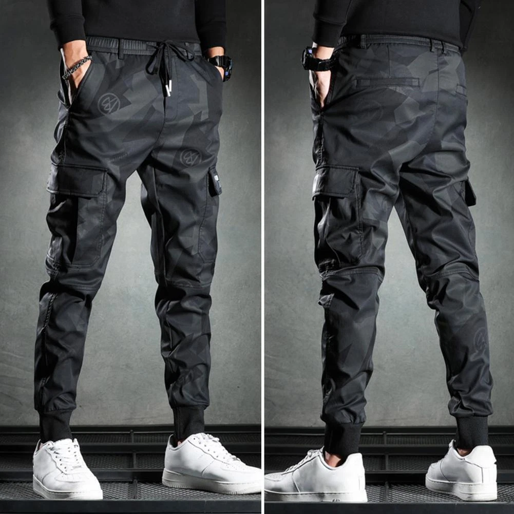 Casual Men Camouflage Multi Pockets Bottom Jogger Pant Tactical Military Trouser