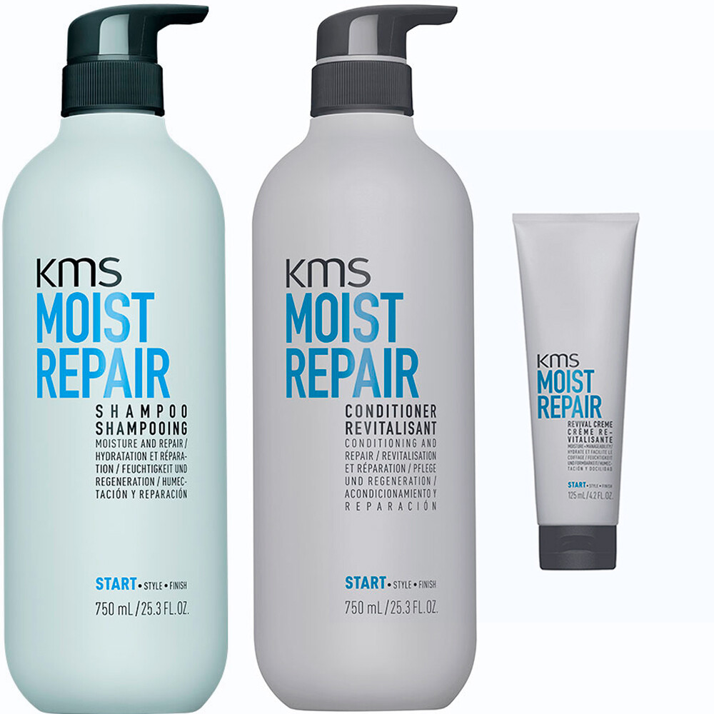 Комбинированный НАБОР KMS Moistrepair (Шампунь+ кондиционер + Восстанавливающий крем) - 1625 мл