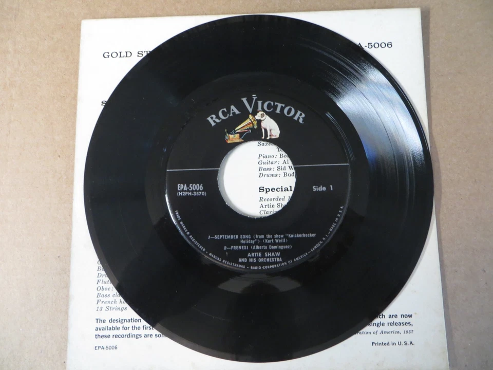 Artie Shaw – Artie Shaw - 1957 - RCA Victor EPA-5006 7" 4-Song EP VG/VG+ Foto 4 de 4