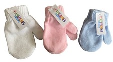 Pesci kids 3 pairs baby mittens pink white blue New with tags