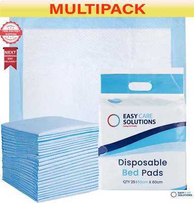 EASY CARE SOLUTIONS Disposable Incontinence Bed Pads 60 x 60 cm Protection Sheets - 2 Packs of 25