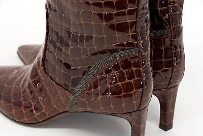 NWOB $2,295 Brunello Cucinelli Women 100% Leather Croc Print NWOB $2,295 Brunello Cucinelli Women 100% Leather Croc Print