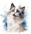 Watercolor Ragdoll Cat Art Print 8x11 inch